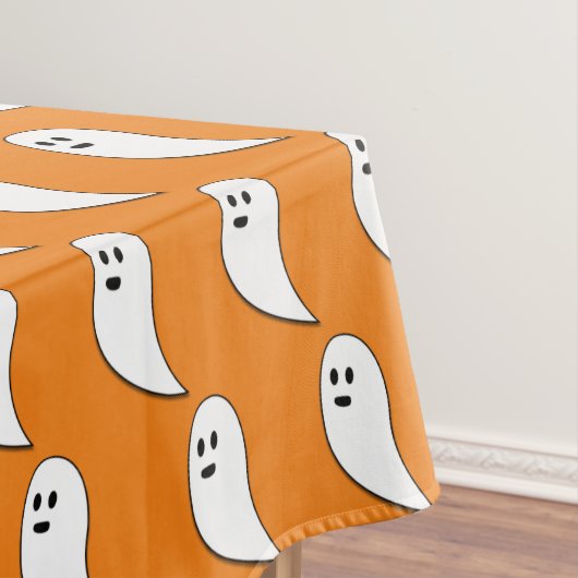 Nappe Fantôme Halloween orange blanc mignon motif (In Situ)