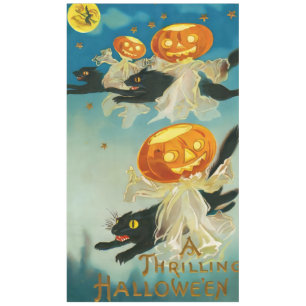 Nappe Fantômes Citrouilles vintages d'Halloween et chats