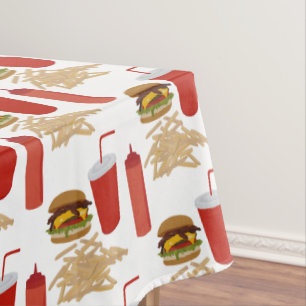 Nappe Fast Food Burger Fries Motif BBQ Pique-nique
