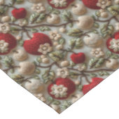 Nappe Faux Crochet Pommes Rouges et Fleurs Blanches  (Angle)