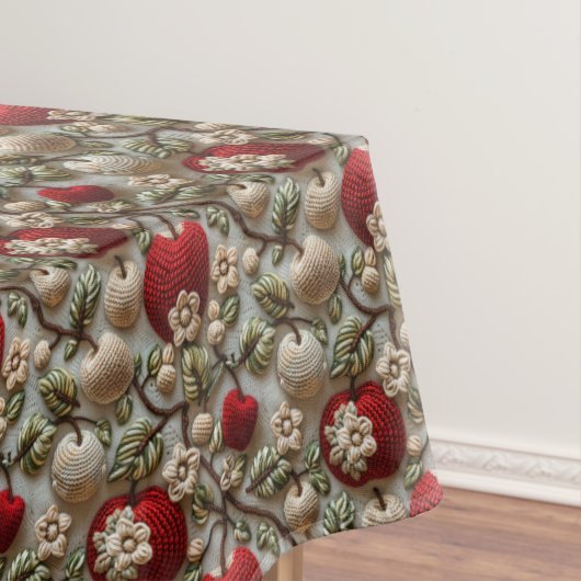 Nappe Faux Crochet Pommes Rouges et Fleurs Blanches  (In Situ)