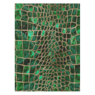 Nappe Faux Crocodile texture malachite et or