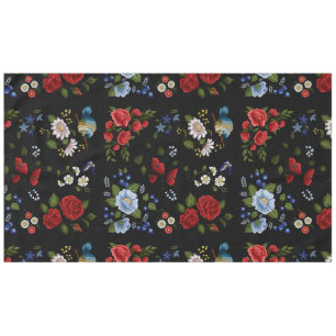 Nappe Faux Fleurs Brodées Rouge & Bleu