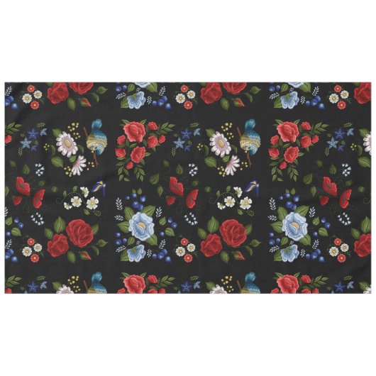 Nappe Faux Fleurs Brodées Rouge & Bleu (Devant (Horizontal))