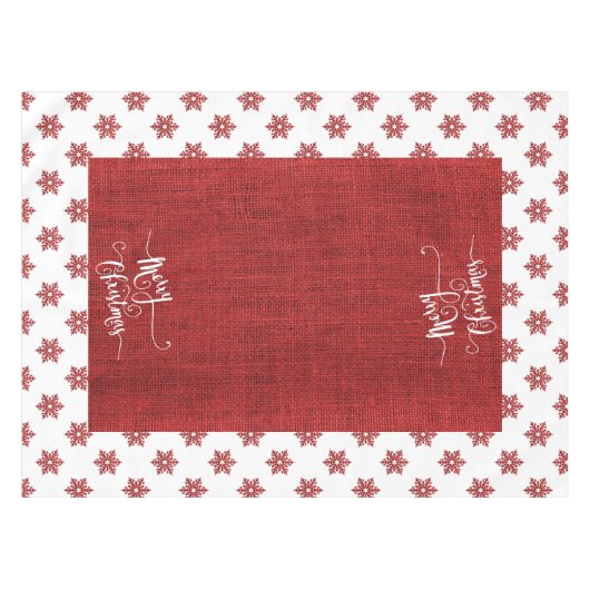 Nappe Faux-neige rouges de Noël et Faux Burlap (Devant (Horizontal))
