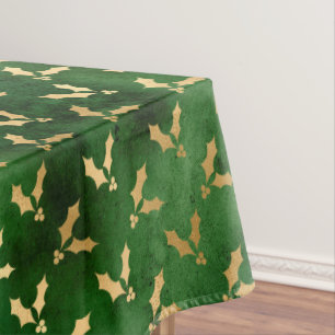 Nappe Festive Green et Gold Foil hiver Noël Holly
