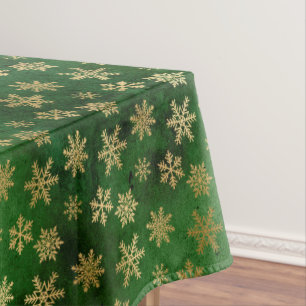 Nappe Festive Green et Gold Foil Snowflakes d'hiver