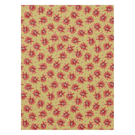 Nappe Festive Red Cactus Flows on Gold (Devant)