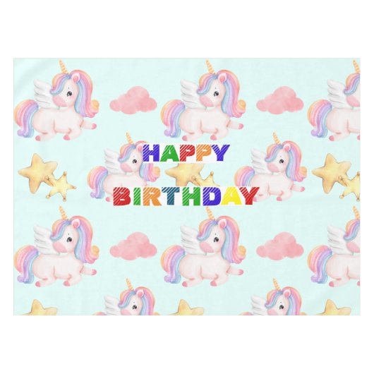 Nappe Fête d'anniversaire simple Rainbow moderne (Devant (Horizontal))