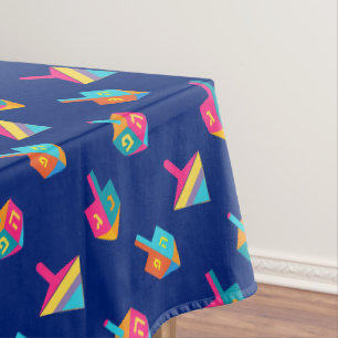 Nappe Fête de Hanukkah Party dreidels motif bleu jouets