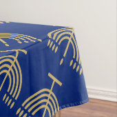 Nappe Fête de Hanukkah Party Menorah dorée motif bleu (In Situ)