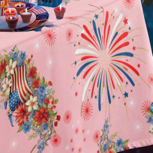 Nappe Fête de l'Indépendance aux feux d'artifice roses