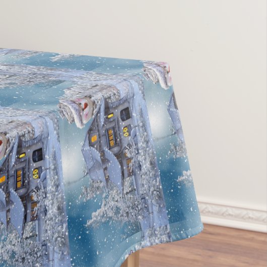 Nappe Fête de Noël Hiver Blanc Snowman Bleu Russe (In Situ)