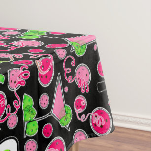 Nappe Fête de Pickleball Cosmo Cocktail Rose Vert Noir