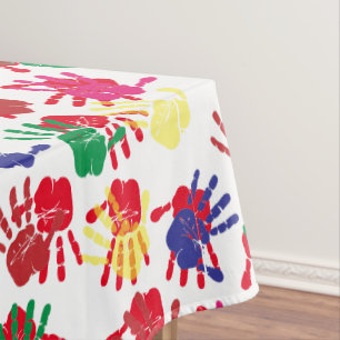 Nappe Fête d'impressions à main colorée pour enfants