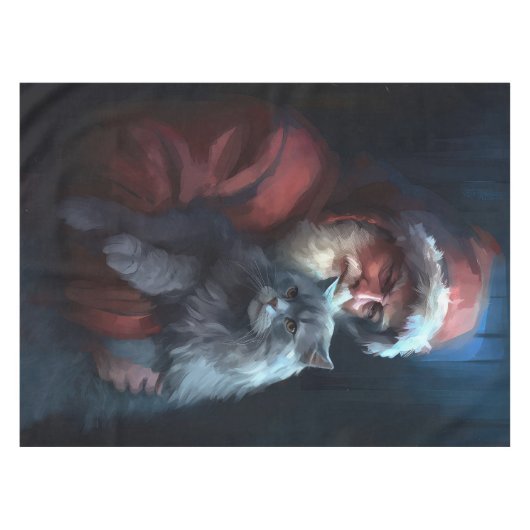 Nappe Fête du Père Noël du chat bleu russe (Devant (Horizontal))