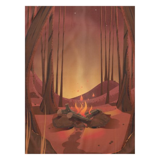 Nappe Feu de camp dans la forêt. (Devant)