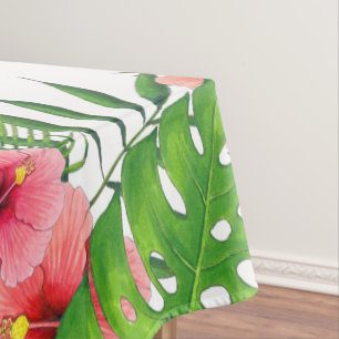 Nappe Feuillage tropical aquarelle fête hawaïenne Luau