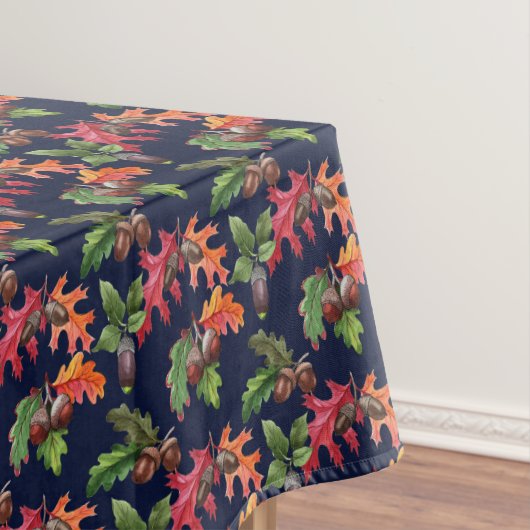 Nappe Feuille d'automne et motif de gland sur le bleu (In Situ)