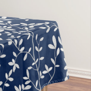 Nappe Feuille étalée bleu marine blanc