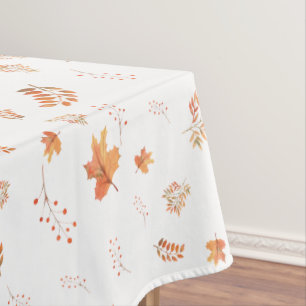 Nappe Feuilles d'automne Baies rouges Blancs