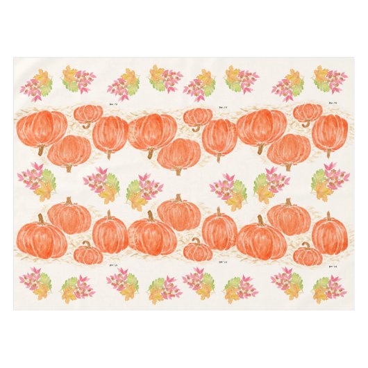 Nappe Feuilles d'automne citrouilles Aquarelle peinte à  (Devant (Horizontal))