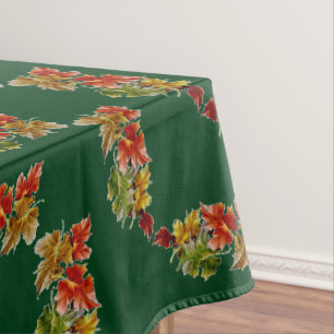 Nappe Feuilles d'automne Motif Green Tablecloth
