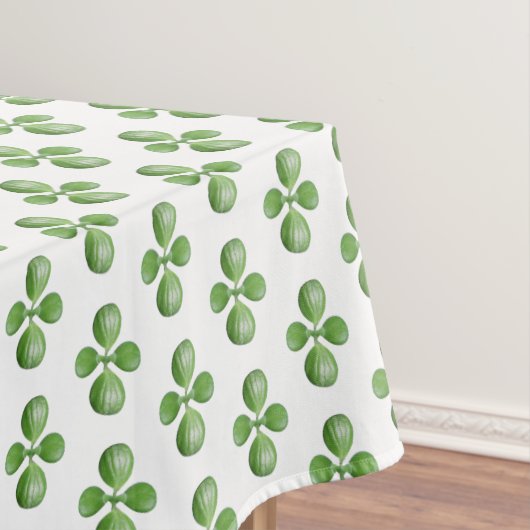 Nappe Feuilles de Jade Vert sur Blanc (In Situ)