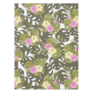 Nappe Feuilles de jungle tropicale et motif d'hibiscus