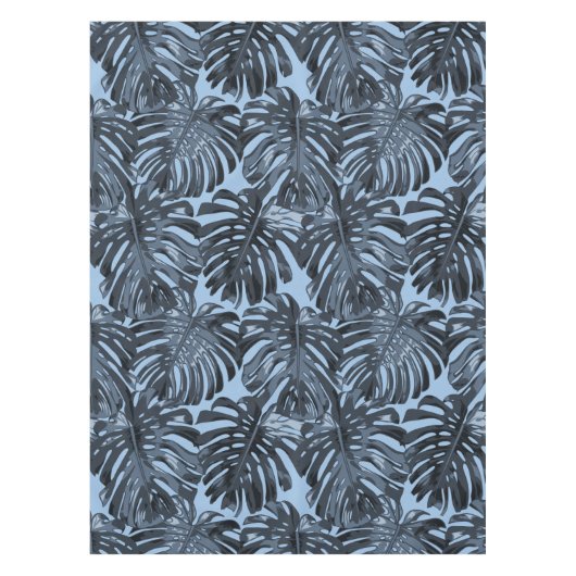 Nappe Feuilles de jungle tropicales Monstera bleu foncé (Devant)