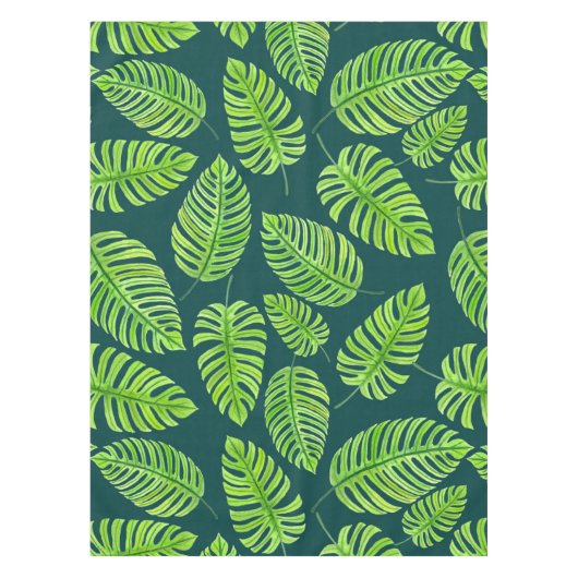Nappe Feuilles de Monstera, motif d'aquarelle tropicale (Devant)