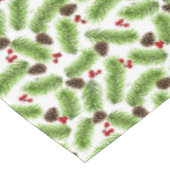 Nappe Feuilles de pin vert de Noël, cônes et baies rouge (Angle)
