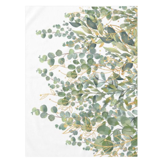 Nappe Feuilles D'Eucalyptus Botanique Or Et Vert (Devant)