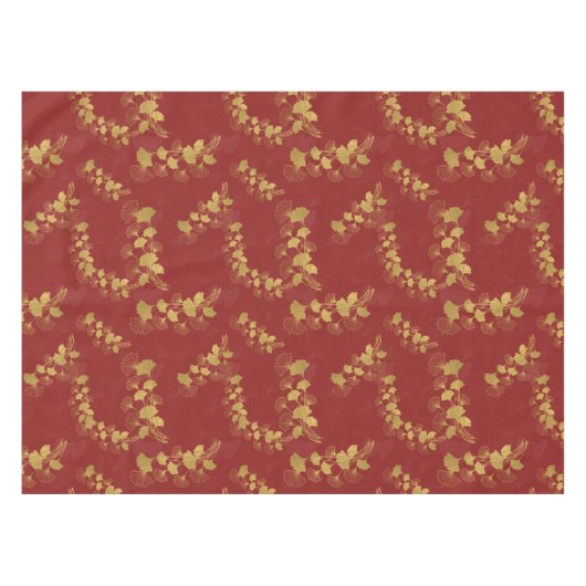 Nappe Feuilles Gold Gingko Balboa sur Arrière - plan rou (Devant (Horizontal))