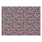 Nappe Feuilles gris sur rouge foncé (Devant (Horizontal))