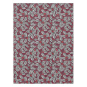 Nappe Feuilles gris sur rouge foncé (Devant)