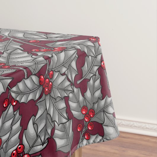 Nappe Feuilles gris sur rouge foncé (In Situ)