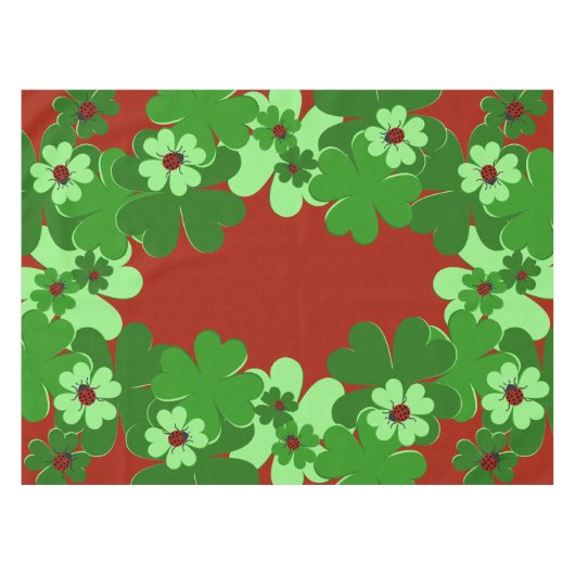 Nappe Feuilles modernes de Green, Red Ladybug Insect & C (Devant (Horizontal))