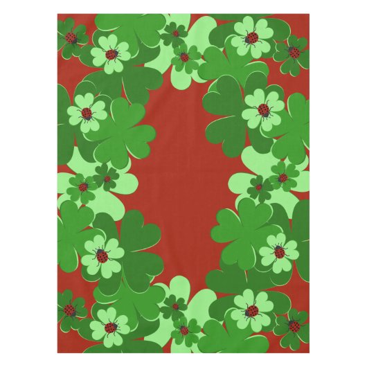 Nappe Feuilles modernes de Green, Red Ladybug Insect & C (Devant)