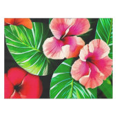Nappe Feuilles tropicaux colorés et fleurs d'Hibiscus | (Devant (Horizontal))