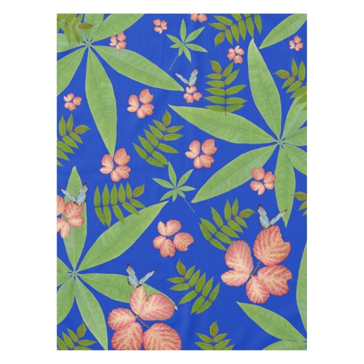 Nappe Feuilles tropicaux en bleu (Devant)
