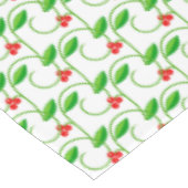 Nappe Feuilles verts avec petits fruits sauvages rouges  (Angle)