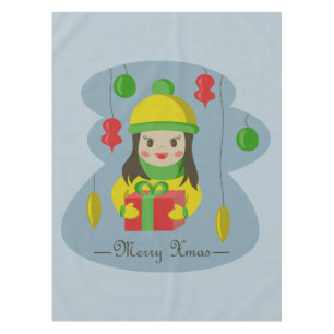 Nappe Fille avec boîte cadeau de Noël