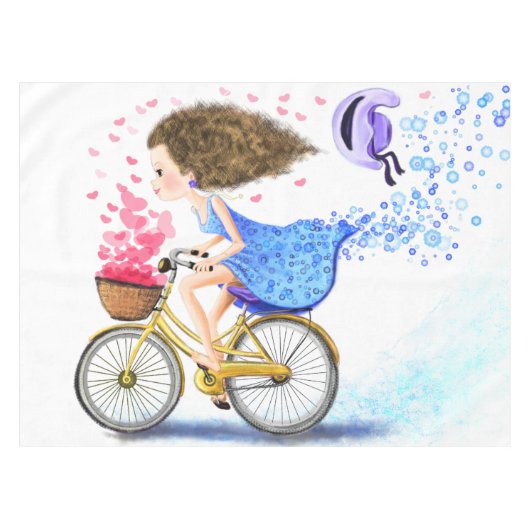 Nappe Fille Sur Une Table À Vélo Amour Romantique (Devant (Horizontal))