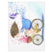 Nappe Fille Sur Une Table À Vélo Amour Romantique (Devant)