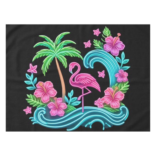 Nappe Flamant rose de néon tropical (Devant (Horizontal))