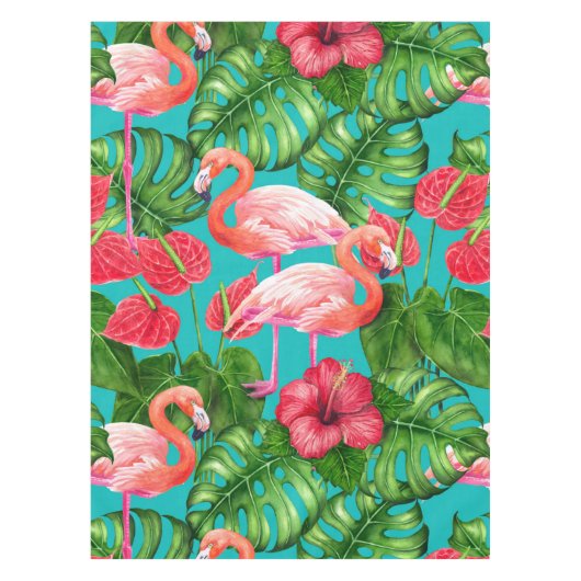 Nappe Flamant rose et aquarelle du jardin tropical (Devant)