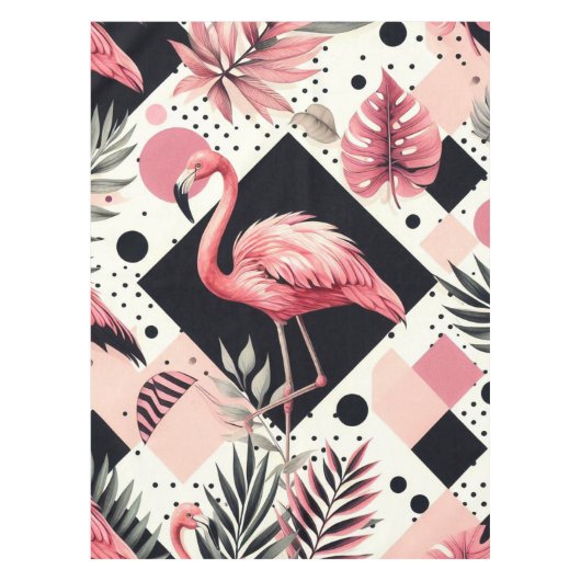 Nappe Flamant rose mignon géométrique (Devant)