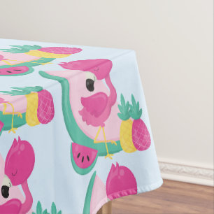 Nappe Flamant rose rose avec pastèque et ananas