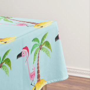 Nappe Flamant rose rose Whimsical Motif de Noël tropical